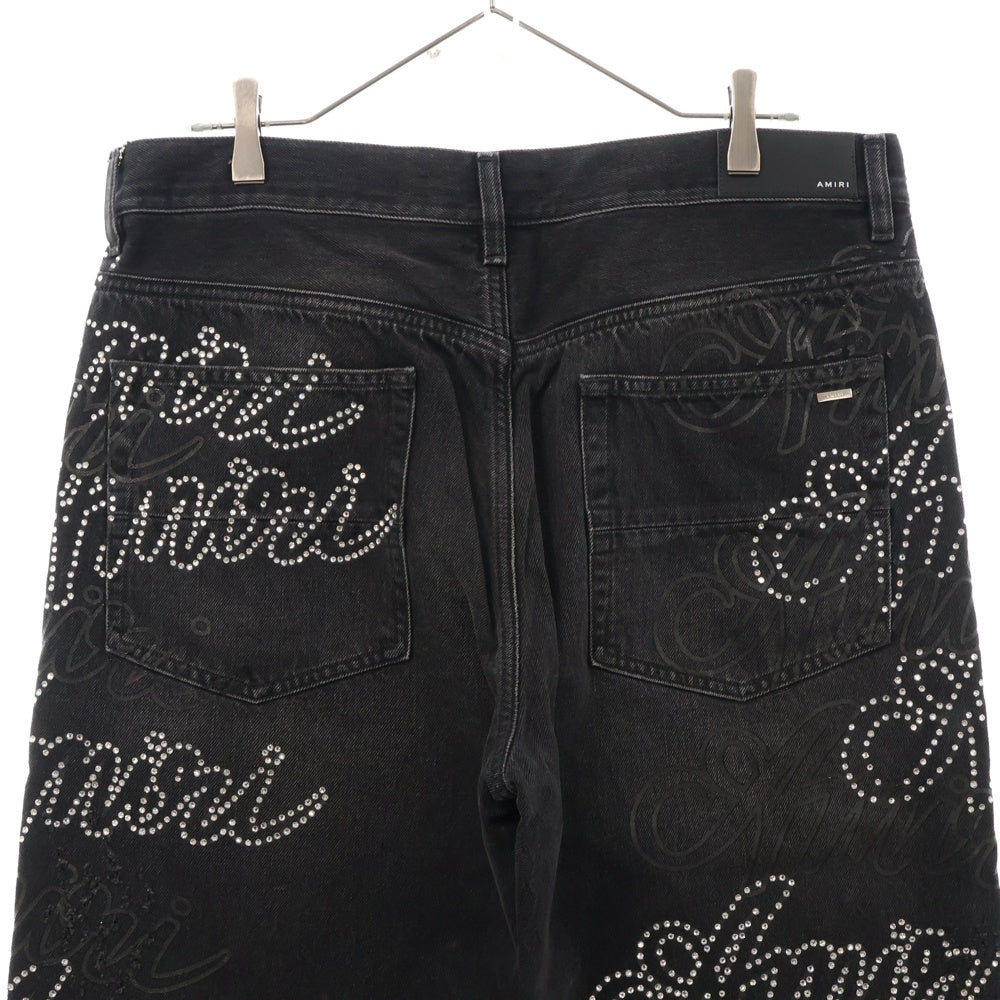 AMIRI(アミリ) 25SS SCRIPT CRYSTAL STRAIGHT VINTAGE BLACK スクリプトクリスタルストレートパンツ ヴィンテージブラック デニム AMDNGH1057