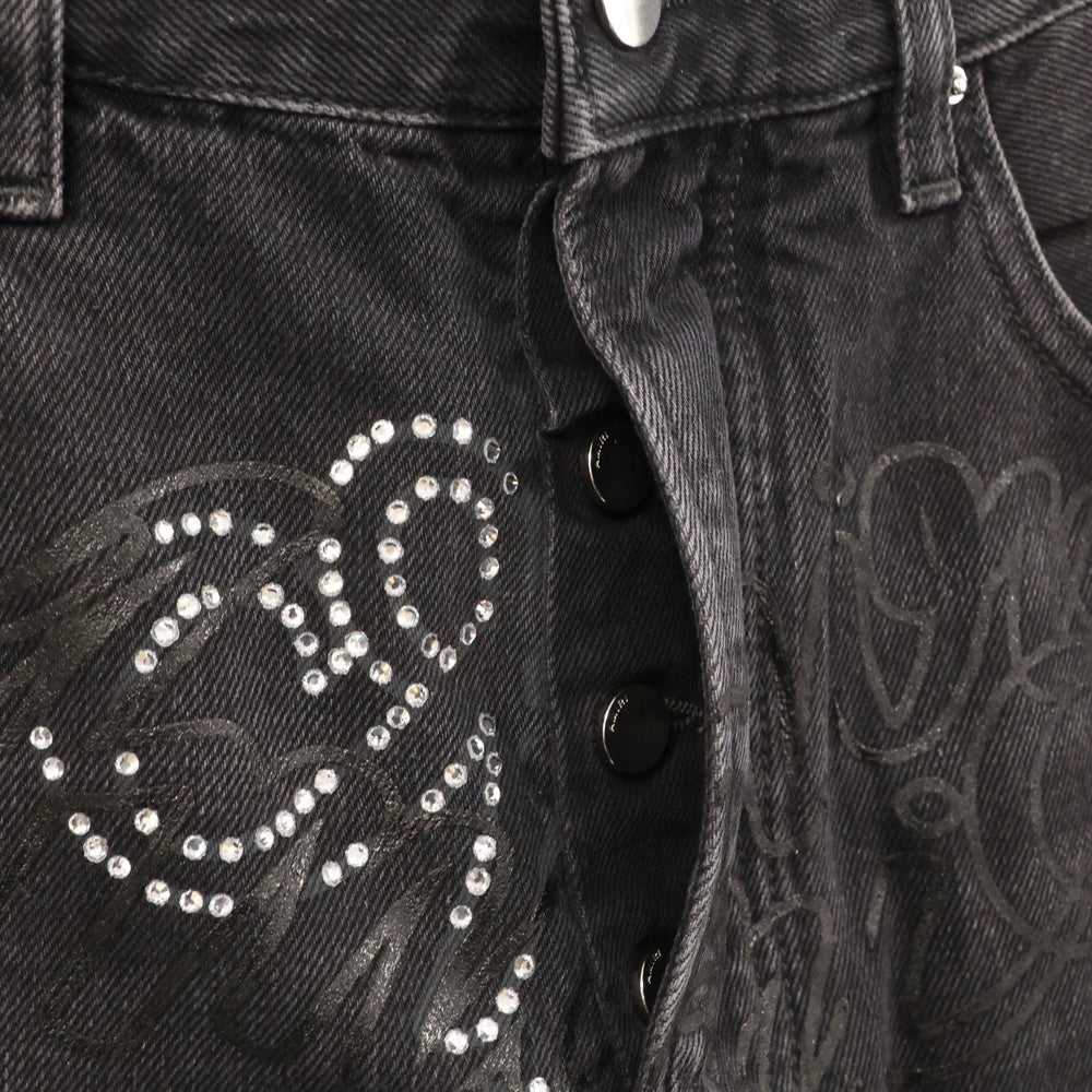 AMIRI(アミリ) 25SS SCRIPT CRYSTAL STRAIGHT VINTAGE BLACK スクリプトクリスタルストレートパンツ ヴィンテージブラック デニム AMDNGH1057