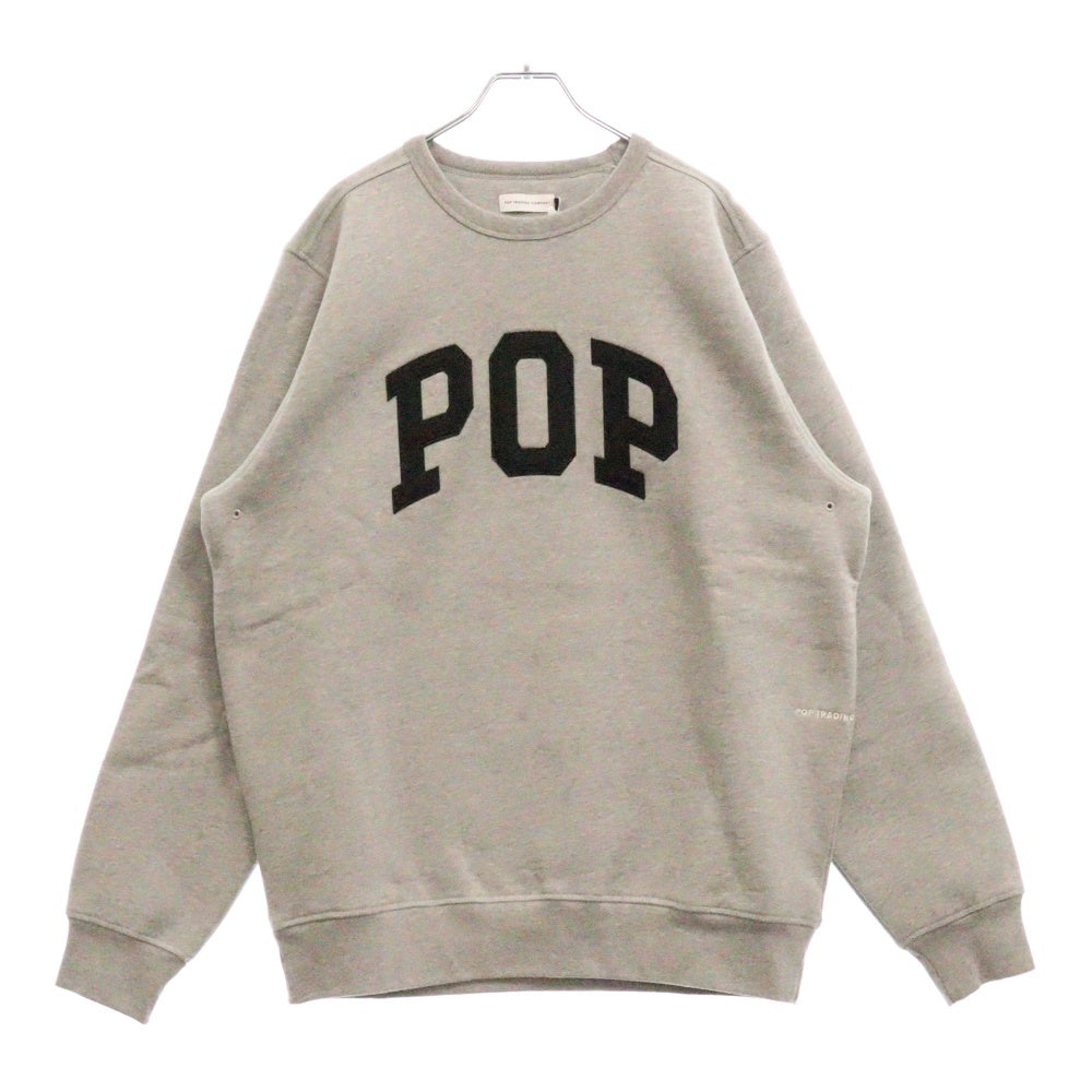 POP TRADING COMPANY(ポップトレーディングカンパニー) LOGO CREWNECK SWEAT ロゴクルーネック スウェットトレーナー グレー POPSS25_01-006