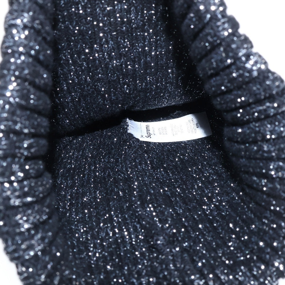 SUPREME(シュプリーム) 25SS Overdyed Beanie Metallic オーバーダイドビーニー ニット帽 ブラック/メタリックシルバー