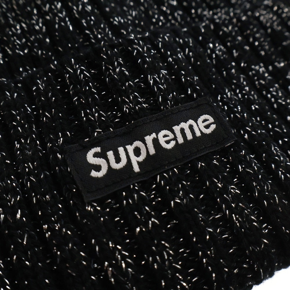 SUPREME(シュプリーム) 25SS Overdyed Beanie Metallic オーバーダイドビーニー ニット帽 ブラック/メタリックシルバー