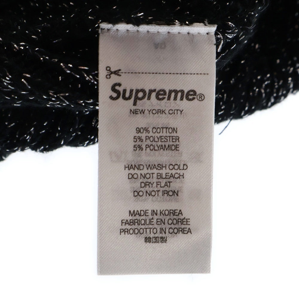 SUPREME(シュプリーム) 25SS Overdyed Beanie Metallic オーバーダイドビーニー ニット帽 ブラック/メタリックシルバー