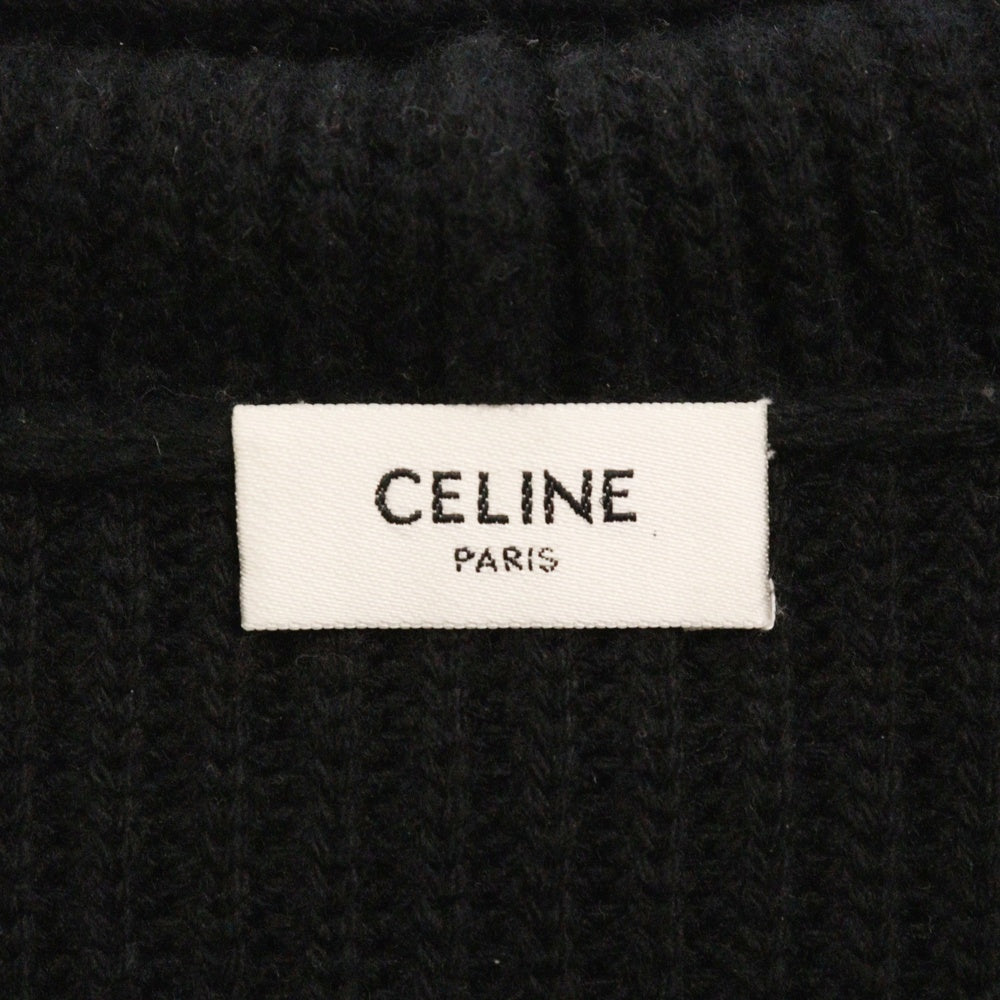 CELINE(セリーヌ) 22AW Hoodie スパンコール装飾 グラデーションロゴ プルオーバーウールニットパーカー フーディー 2A10X66Q ブラック