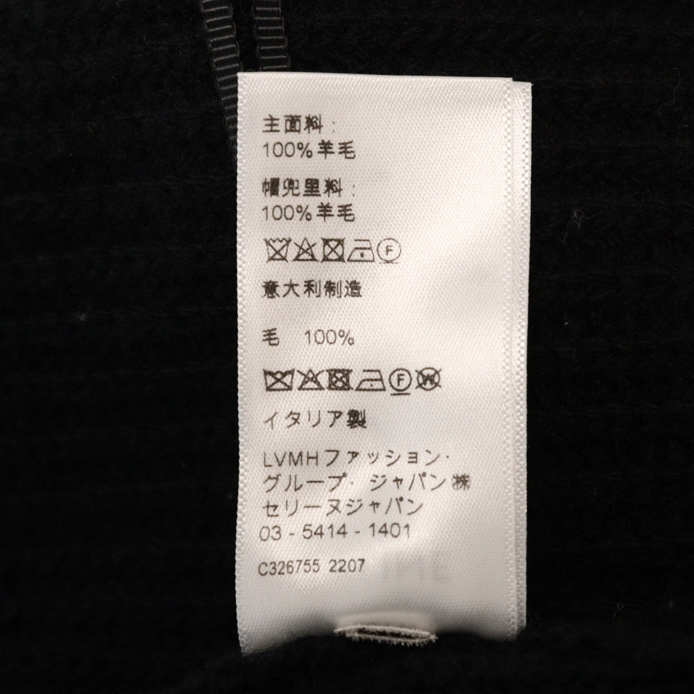 CELINE(セリーヌ) 22AW Hoodie スパンコール装飾 グラデーションロゴ プルオーバーウールニットパーカー フーディー 2A10X66Q ブラック