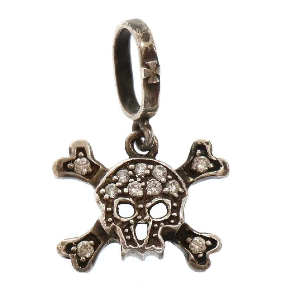 Loree Rodkin(ローリーロドキン) Small Flat Pave Skull ジルコニア スモールフラット スカル ペンダントトップ ネックレストップ シルバー