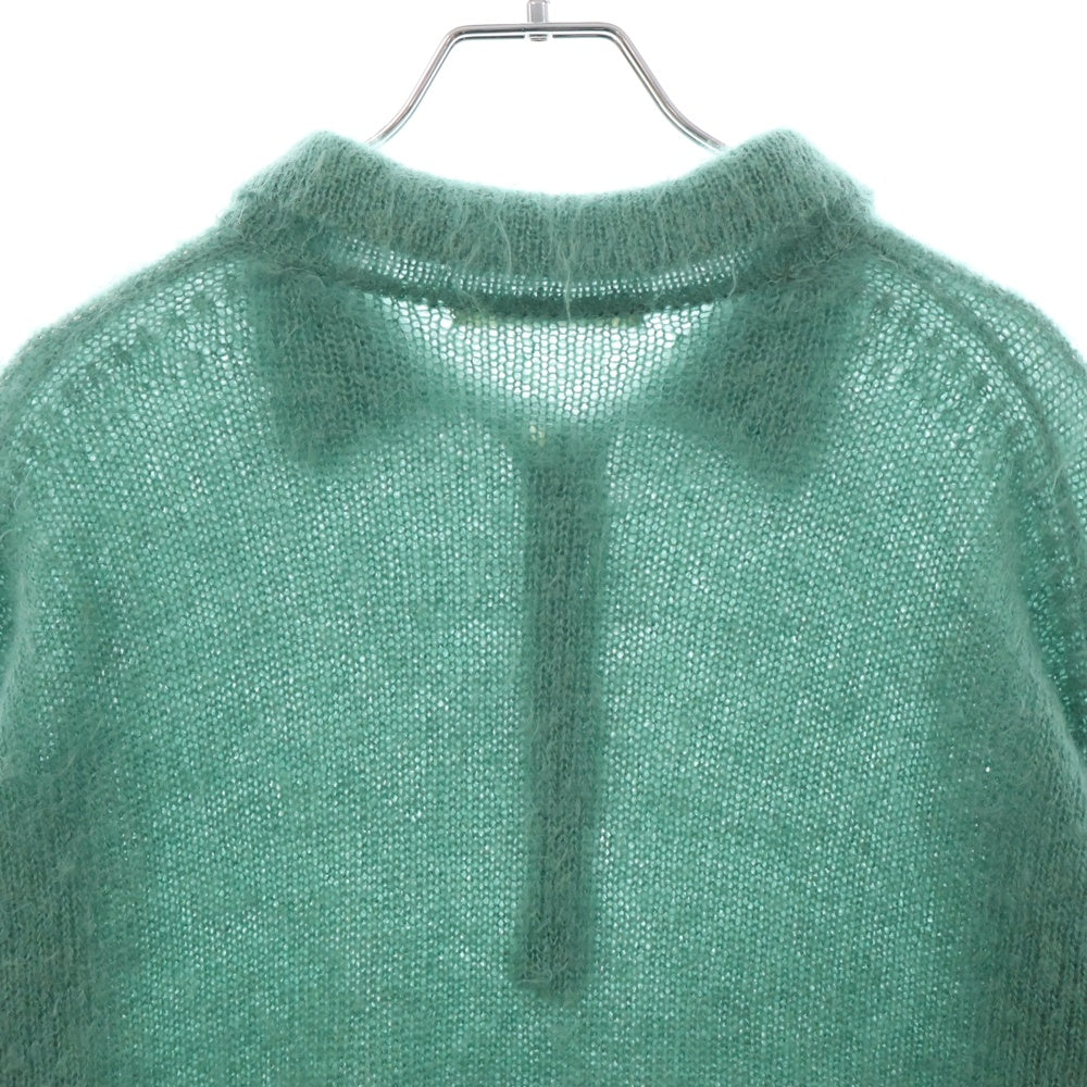 AURALEE(オーラリー) 23AW BRUSHED SUPER KID MOHAIR KNIT POLO GREEN モヘヤ ニット ポロ グリーン A23AP03KM