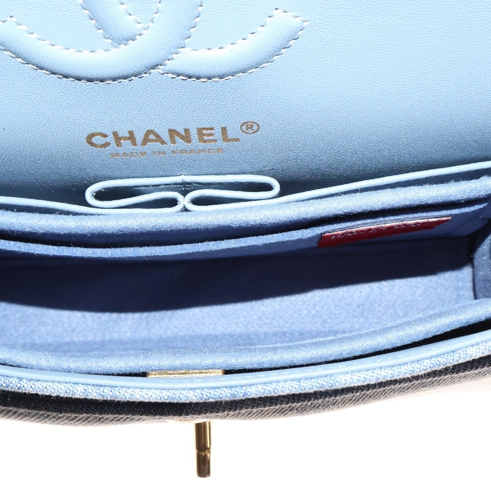 CHANEL(シャネル) マトラッセ25 ターンロック ダブルフラップ ショルダーバッグ ブルー