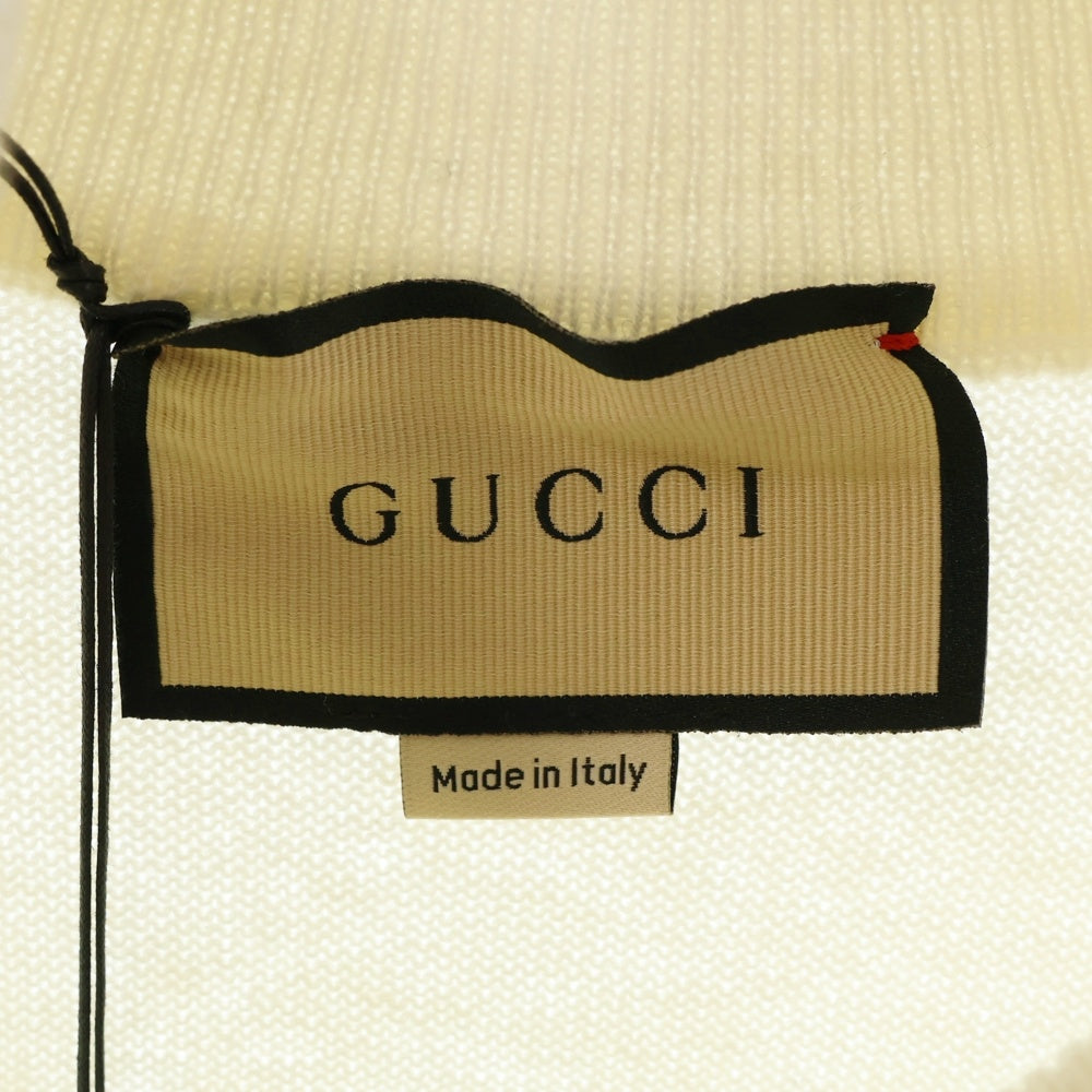 GUCCI(グッチ) アームロゴ ハイネックカシミヤニット セーター ホワイト 694752