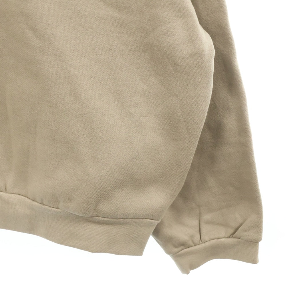 FEAR OF GOD ESSENTIALS(フィアオブゴッド エッセンシャルズ) HOODIE フロントラバーロゴ ナイロン切替 プルオーバースウェットパーカー フーディー ベージュ
