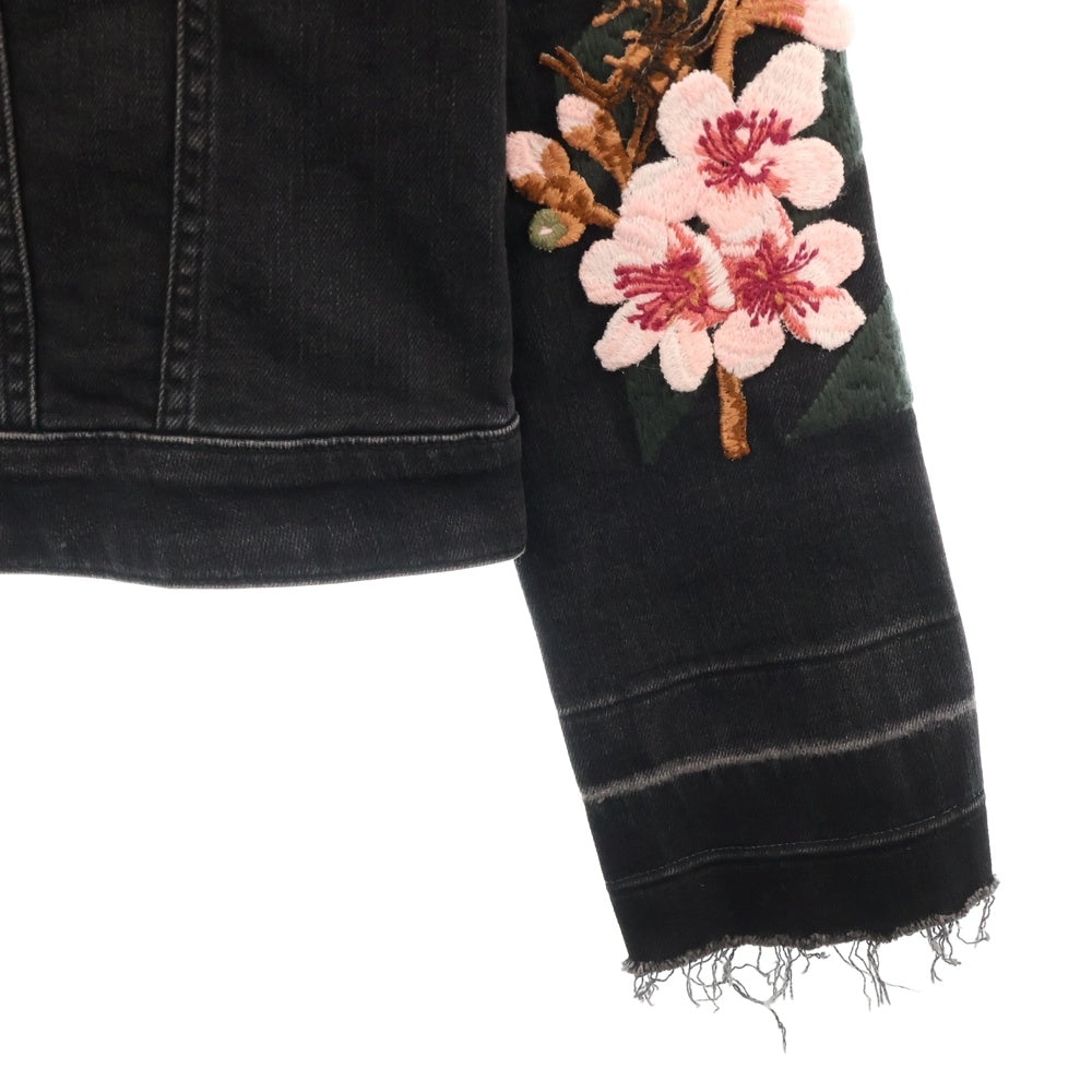 OFF-WHITE(オフホワイト) 17AW Cherry Blossom Diagonal Denim Jacket 刺繍デニムジャケット グレー レディース OWEA063E17150039
