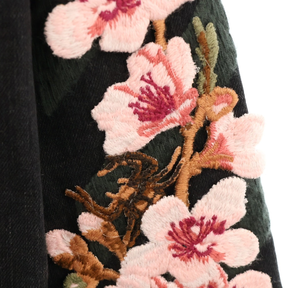 OFF-WHITE(オフホワイト) 17AW Cherry Blossom Diagonal Denim Jacket 刺繍デニムジャケット グレー レディース OWEA063E17150039
