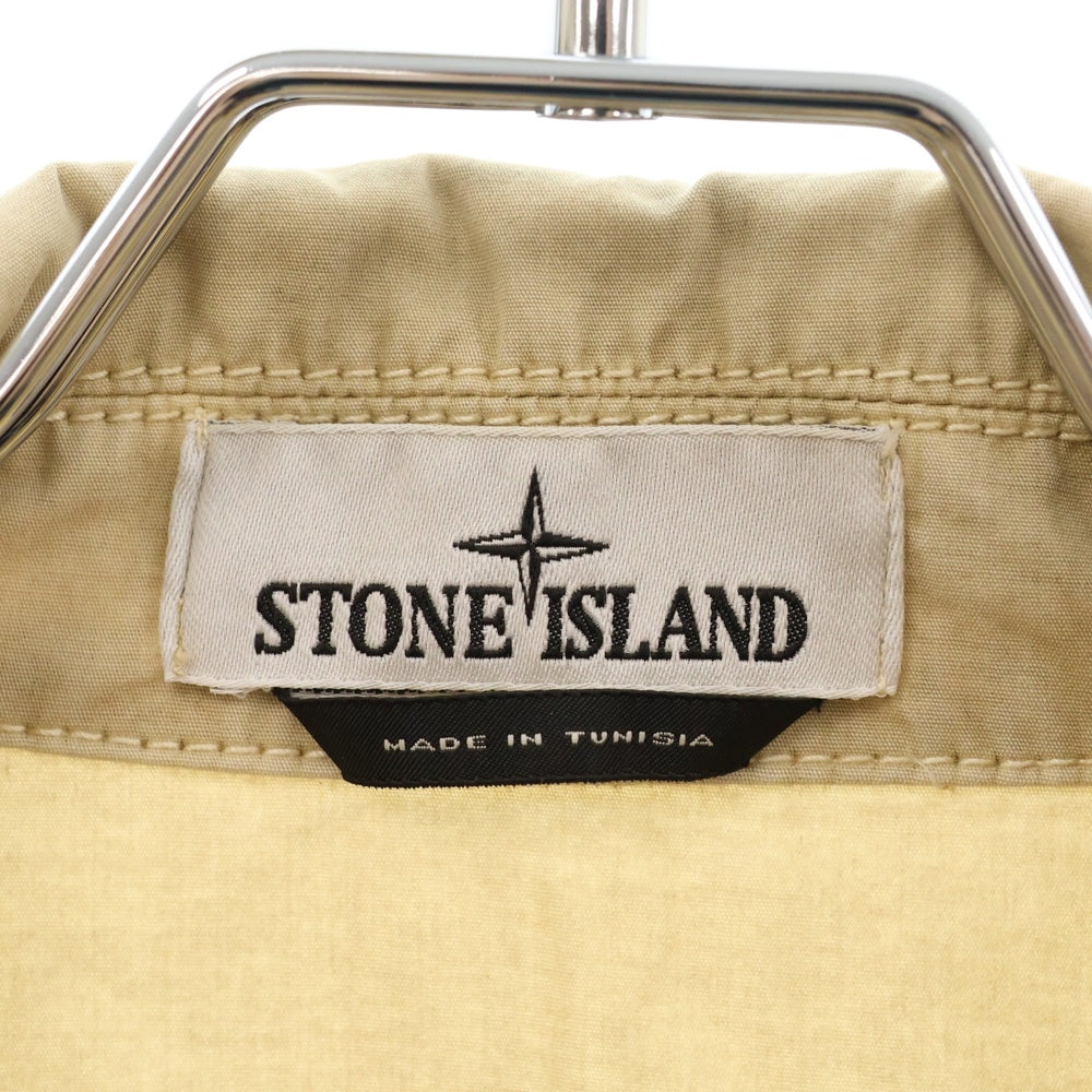 STONE ISLAND(ストーンアイランド) Brushed Cotton Canvas Zip Overshirt ロゴワッペン ジップアップ長袖シャツ ベージュ 7715101WN