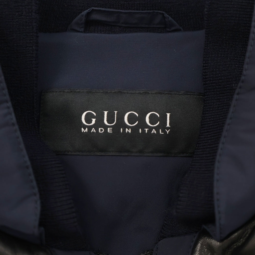 GUCCI(グッチ) レザー切り替え パファージャケット アウター ネイビー 318192