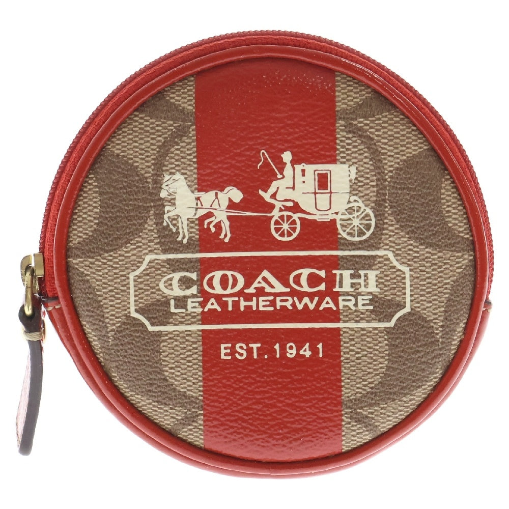 COACH(コーチ) ロゴデザイン ラウンド型 コインケース ブラウン