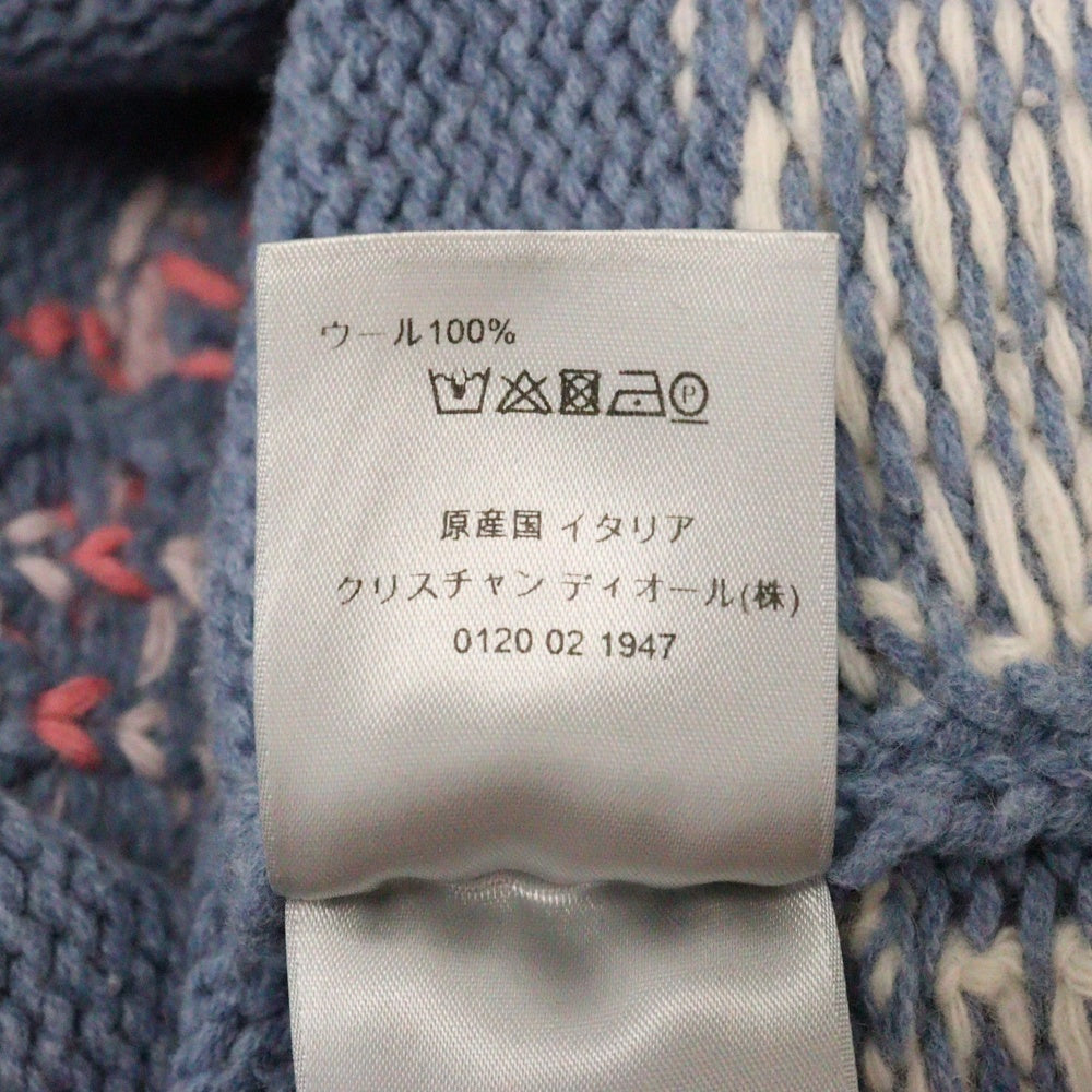 DIOR(ディオール) 20AW ×Shawn Stussy Long Hooded Sweatshirt ショーン ステューシー ウールニット プルオーバーニットパーカー ブルー 033M627AT168