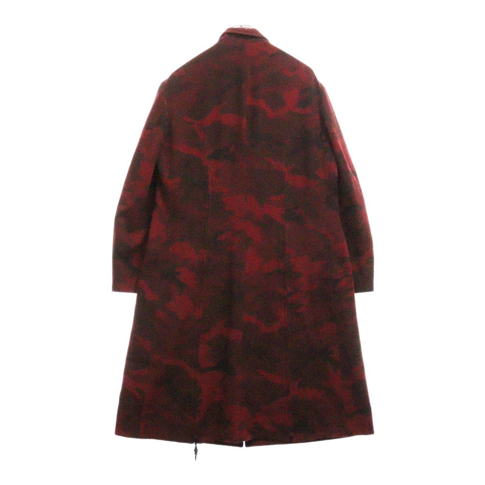 Yohji Yamamoto POUR HOMME(ヨウジヤマモト プールオム) 14AW 迷彩 ジップアップミリタリー ウール ロング コート ジャケット レッド HF-J09-106