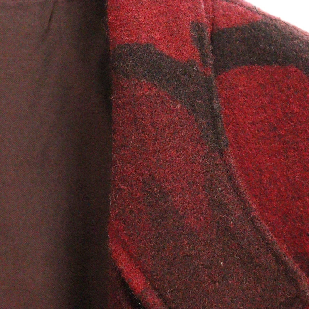 Yohji Yamamoto POUR HOMME(ヨウジヤマモト プールオム) 14AW 迷彩 ジップアップミリタリー ウール ロング コート ジャケット レッド HF-J09-106