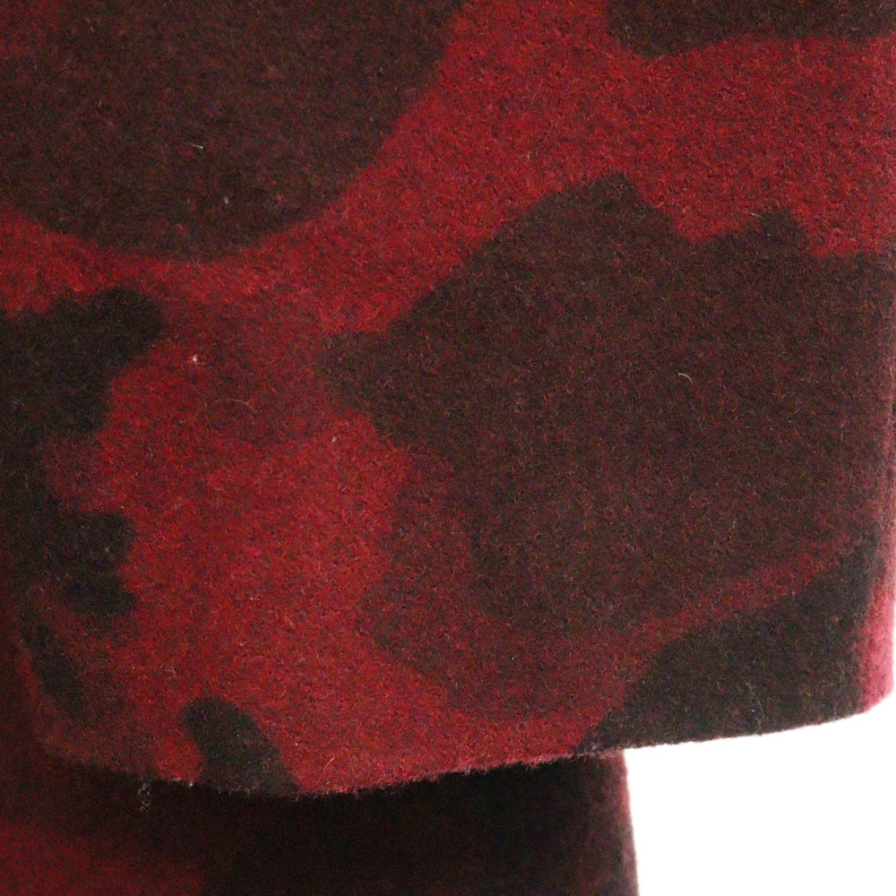 Yohji Yamamoto POUR HOMME(ヨウジヤマモト プールオム) 14AW 迷彩 ジップアップミリタリー ウール ロング コート ジャケット レッド HF-J09-106