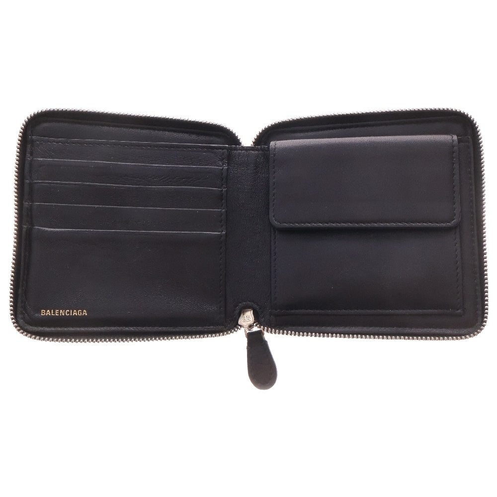 BALENCIAGA(バレンシアガ) クロコ型押し コンパクトウォレット 財布 ブラック 580838
