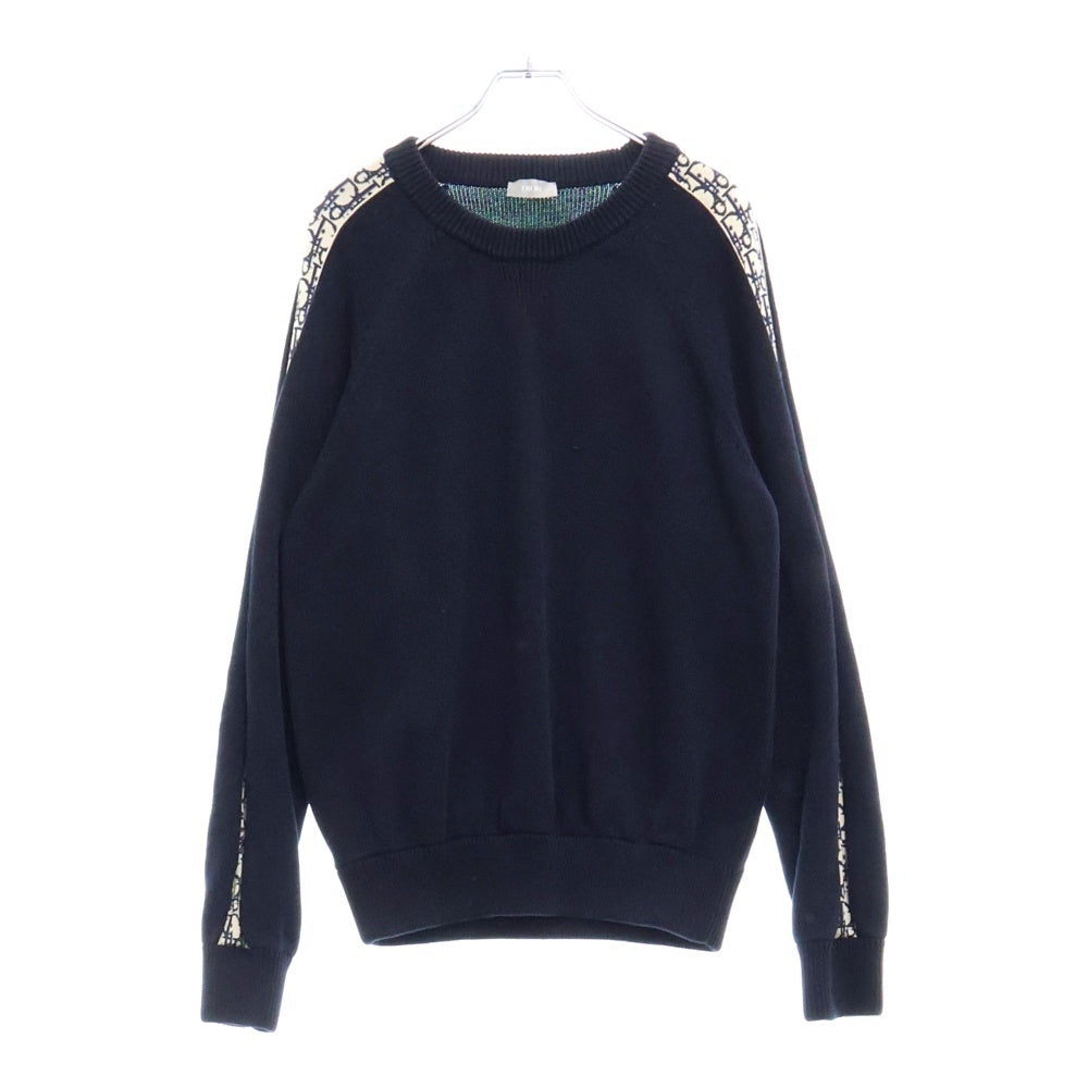 DIOR(ディオール) 21AW Oblique Side Line Crewneck Knit Sweater オブリーク サイドライン クルーネックニットトレーナー ネイビー 113M638AT187
