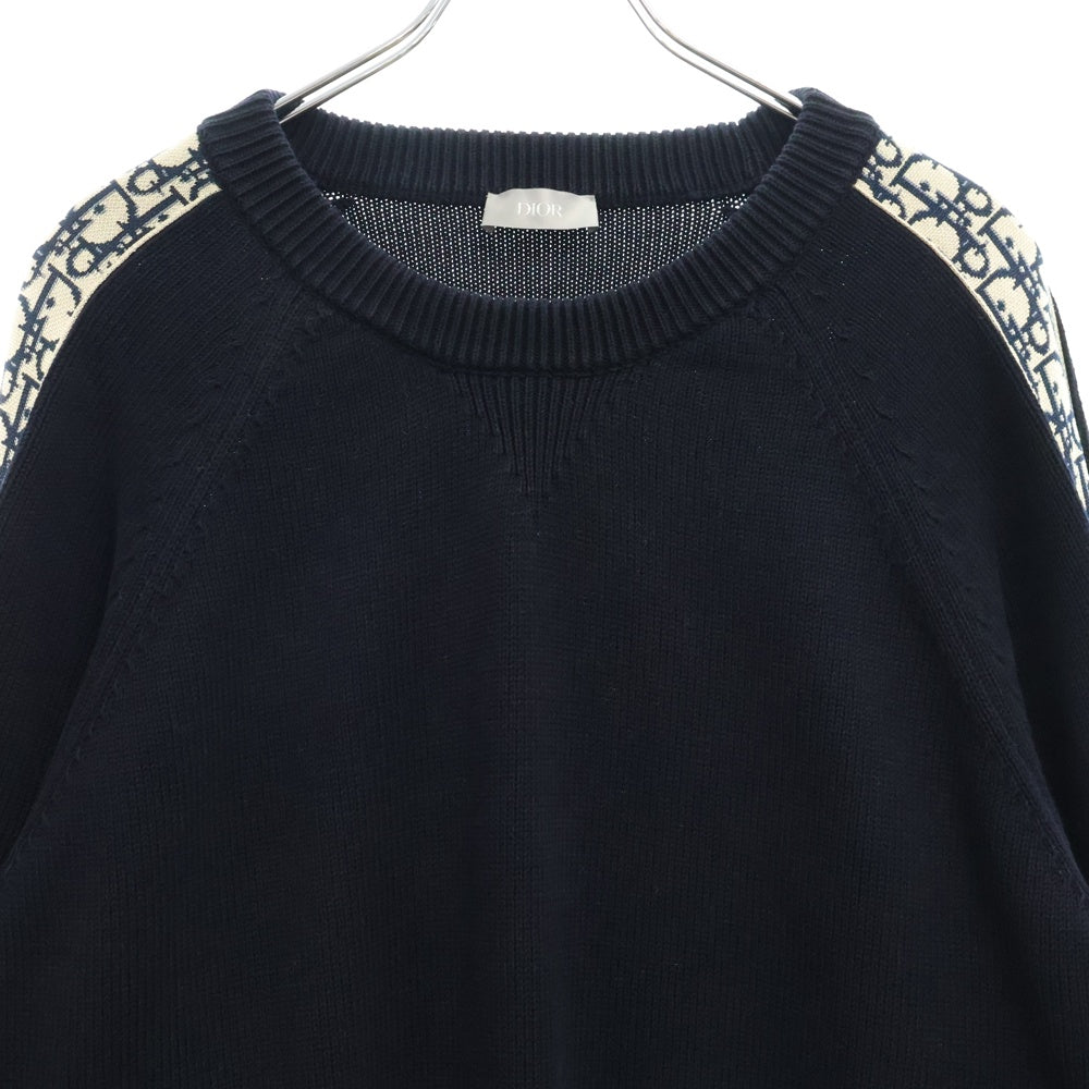 DIOR(ディオール) 21AW Oblique Side Line Crewneck Knit Sweater オブリーク サイドライン クルーネックニットトレーナー ネイビー 113M638AT187