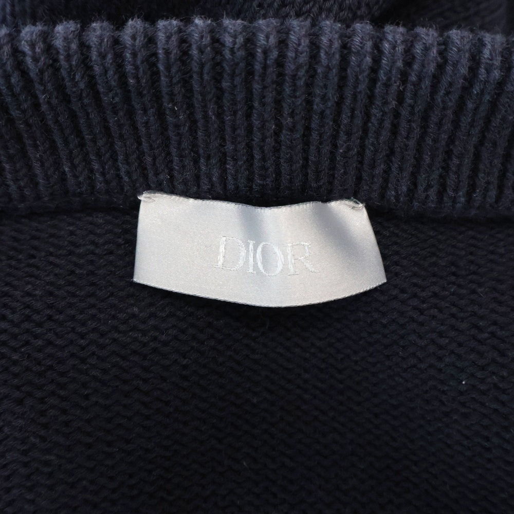 DIOR(ディオール) 21AW Oblique Side Line Crewneck Knit Sweater オブリーク サイドライン クルーネックニットトレーナー ネイビー 113M638AT187