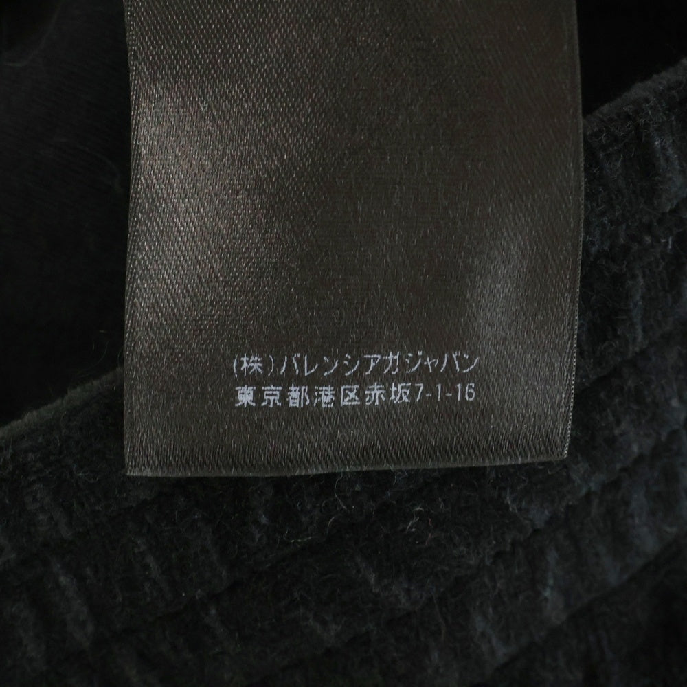 BALENCIAGA(バレンシアガ) Shrunk Zip Up Hoodie ロゴ刺繍 ジップアップベロアパーカー フーディー レディース ブラック 657854 TKQ12