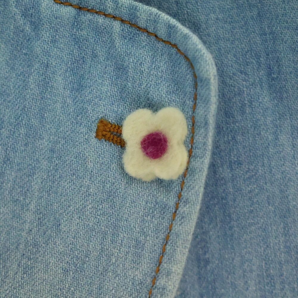 LARDINI(ラルディーニ) Flower Accent Single-Breasted Denim Jacket 2B シングルデニムジャケット インディゴ EIC1219