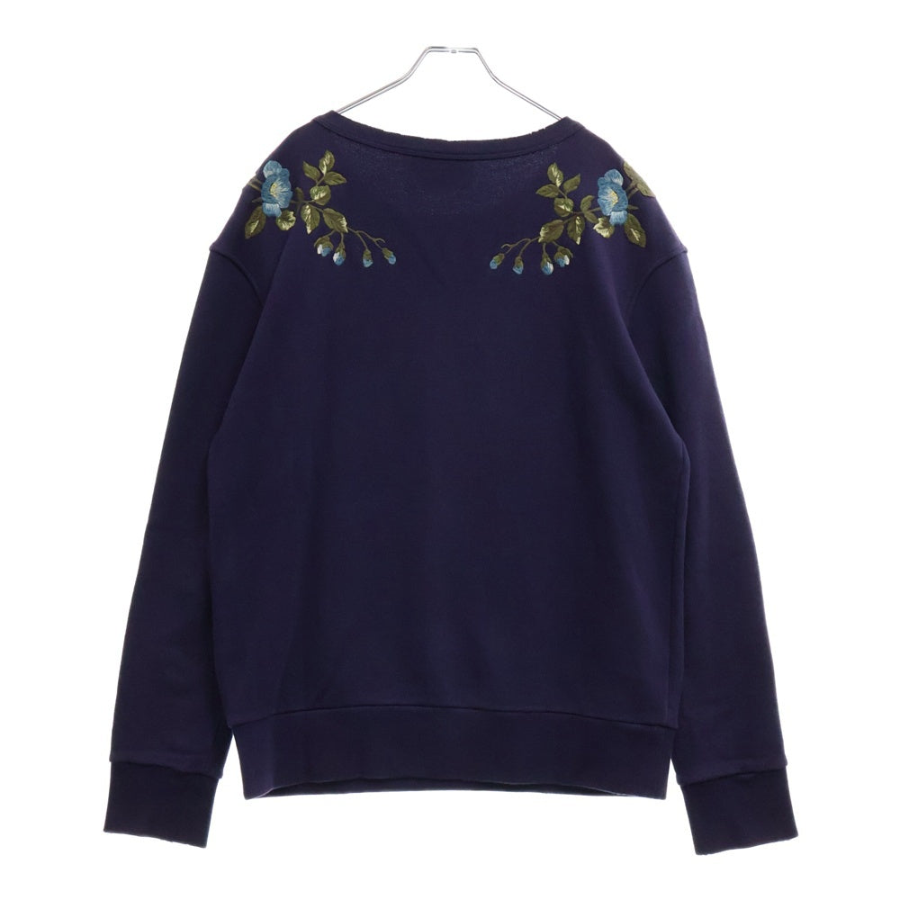 GUCCI(グッチ) Cat Pattern Embroidered 刺繍 クルーネックスウェットトレーナー ネイビー 475373 X9B11