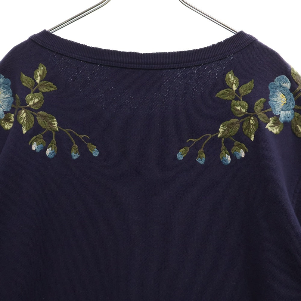 GUCCI(グッチ) Cat Pattern Embroidered 刺繍 クルーネックスウェットトレーナー ネイビー 475373 X9B11