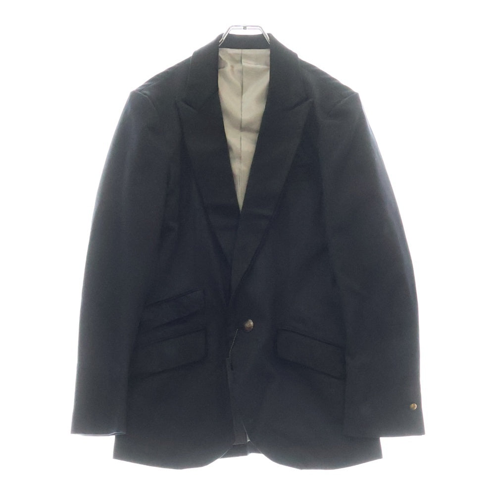 ISAMU KATAYAMA BACKLASH(イサムカタヤマバックラッシュ) 1B Tailored JKT ラメストライプレザーコンビネーションテーラードジャケット タキシード 1166-03 ブラック