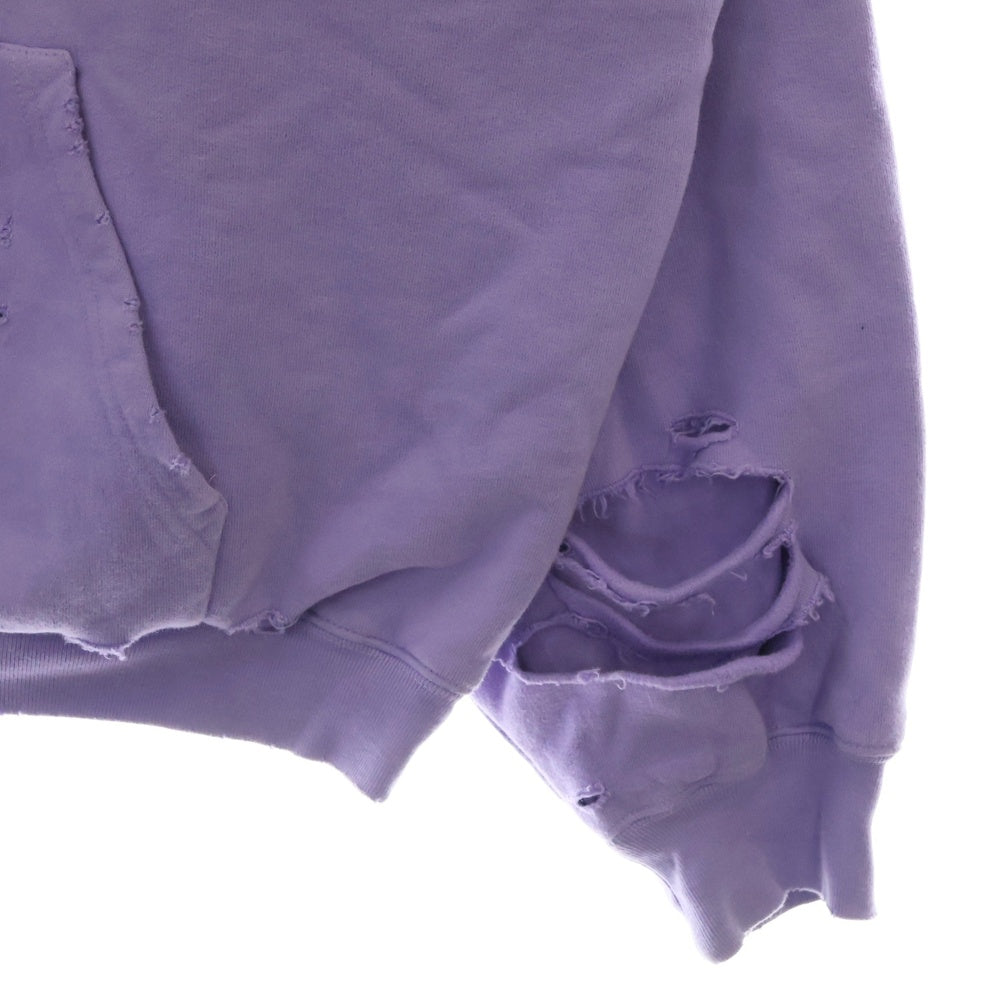 BALENCIAGA(バレンシアガ) 21SS Caps Destroyed Hoodie キャップス デストロイド フーディ プルオーバースウェットパーカー ダメージ加工 パープル 659403 TKVB6