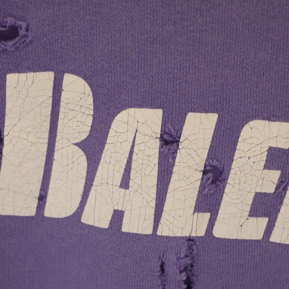 BALENCIAGA(バレンシアガ) 21SS Caps Destroyed Hoodie キャップス デストロイド フーディ プルオーバースウェットパーカー ダメージ加工 パープル 659403 TKVB6