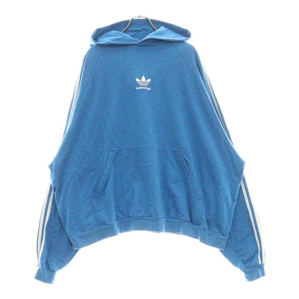 BALENCIAGA(バレンシアガ) 22AW×adidas Hoodie Large Fit アディダス ロゴラージフィット プルオーバーパーカー ブルー 729322 TNVN2