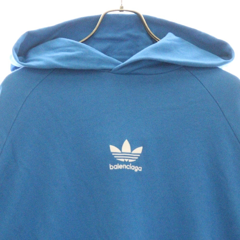 BALENCIAGA(バレンシアガ) 22AW×adidas Hoodie Large Fit アディダス ロゴラージフィット プルオーバーパーカー ブルー 729322 TNVN2