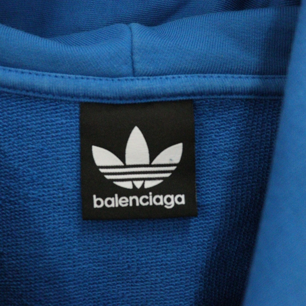 BALENCIAGA(バレンシアガ) 22AW×adidas Hoodie Large Fit アディダス ロゴラージフィット プルオーバーパーカー ブルー 729322 TNVN2