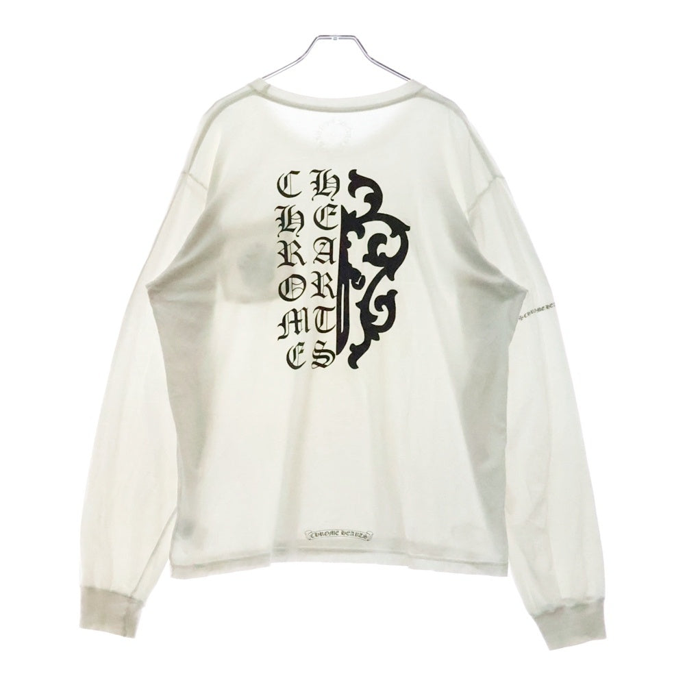 CHROME HEARTS(クロムハーツ) Dagger L/S Tee ダガーロゴプリント 長袖Tシャツ ホワイト