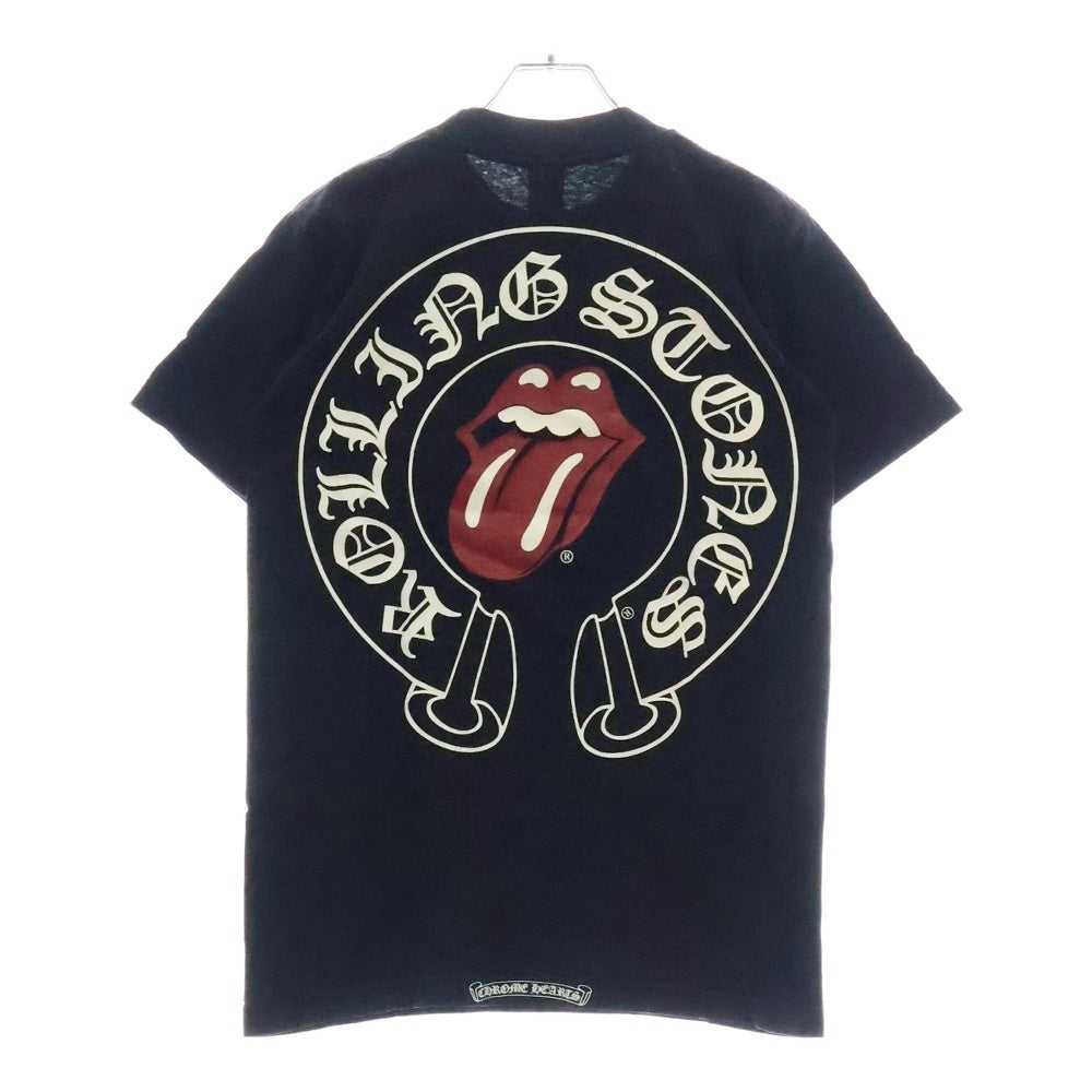 CHROME HEARTS(クロムハーツ) ×ROLLING STONES SS PKT TEE BLACK ローリングストーンズ リップアンドタンプリント クルーネック ポケット 半袖Tシャツ カットソー ブラック