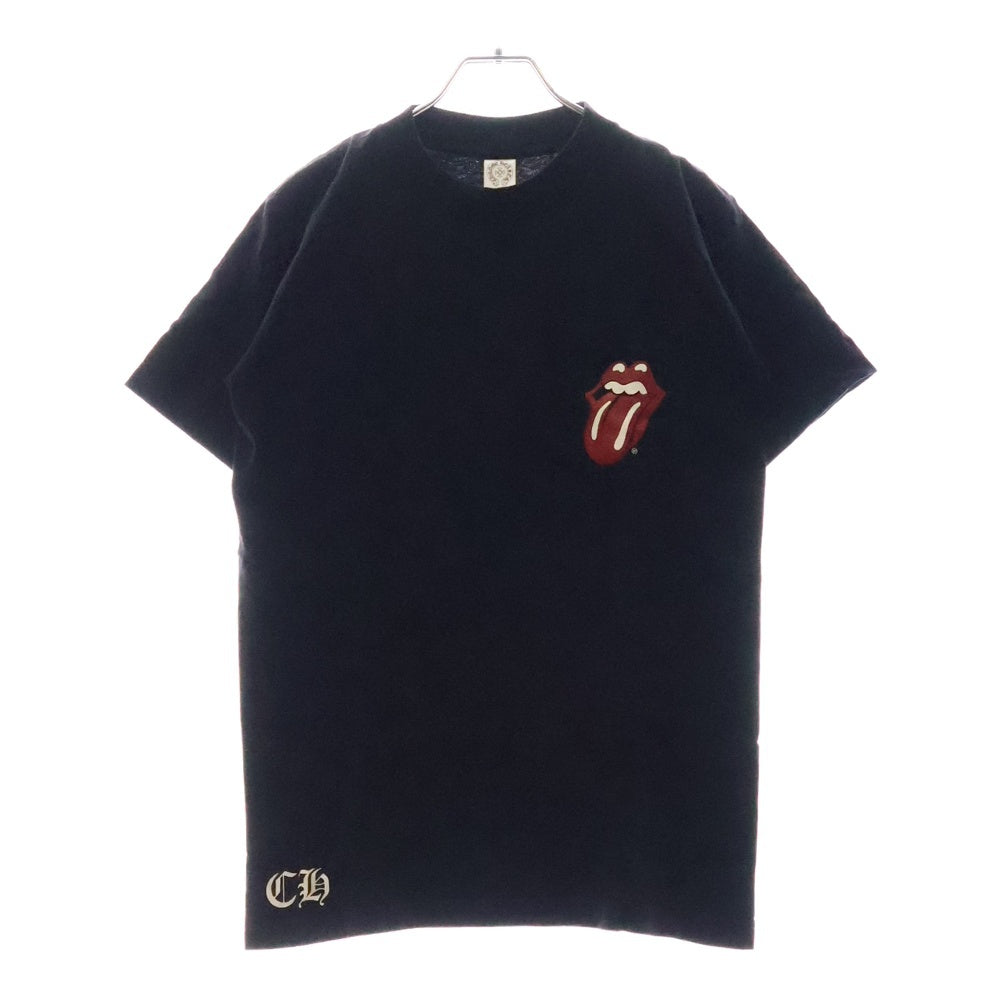 CHROME HEARTS(クロムハーツ) ×ROLLING STONES SS PKT TEE BLACK ローリングストーンズ リップアンドタンプリント クルーネック ポケット 半袖Tシャツ カットソー ブラック