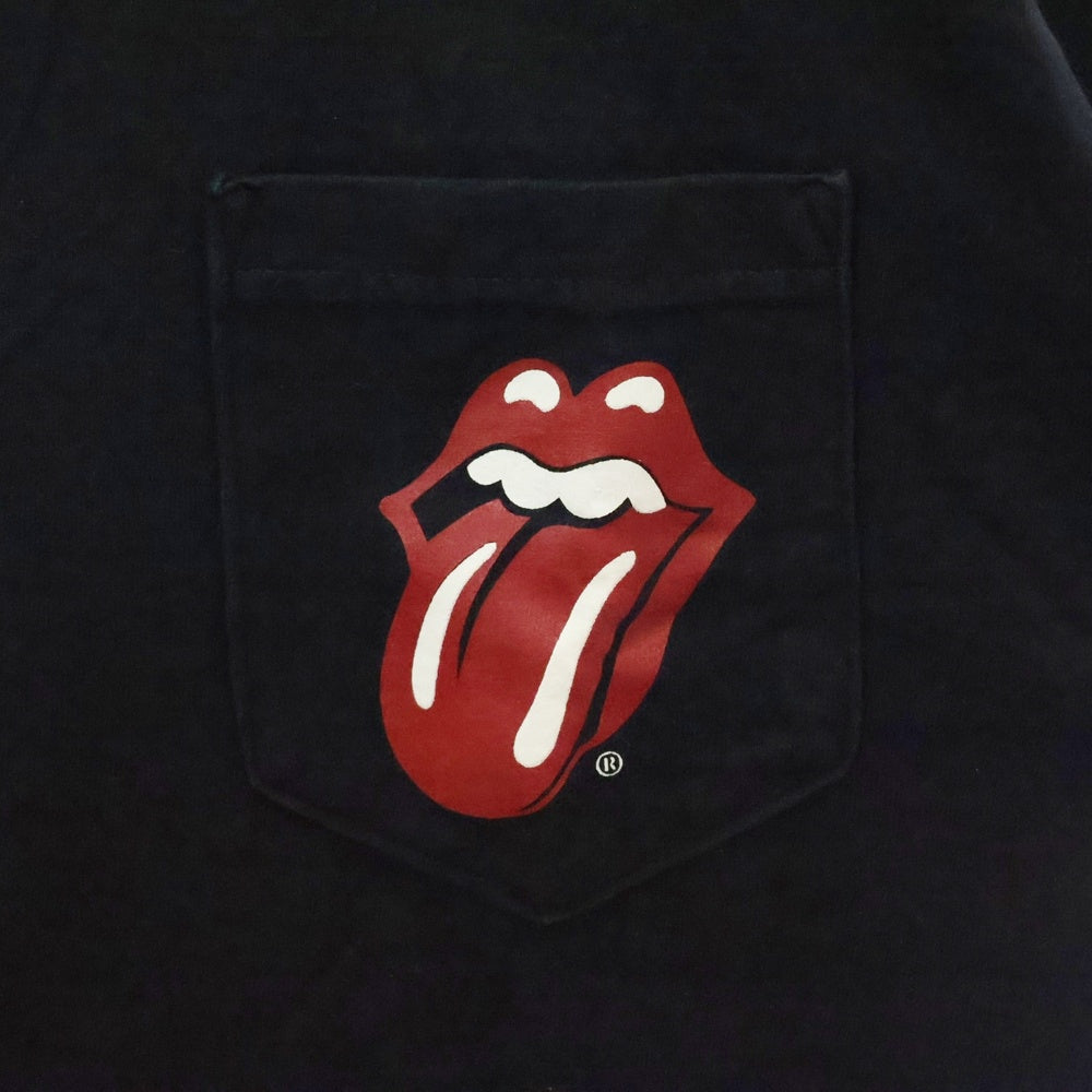CHROME HEARTS(クロムハーツ) ×ROLLING STONES SS PKT TEE BLACK ローリングストーンズ リップアンドタンプリント クルーネック ポケット 半袖Tシャツ カットソー ブラック