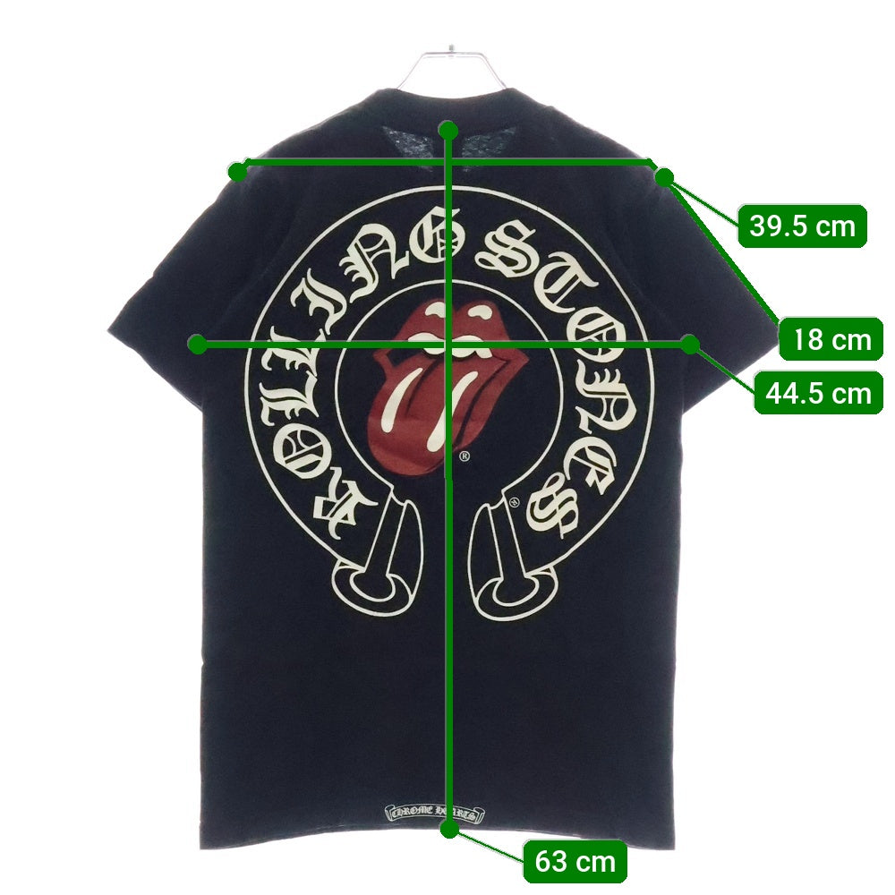 CHROME HEARTS(クロムハーツ) ×ROLLING STONES SS PKT TEE BLACK ローリングストーンズ リップアンドタンプリント クルーネック ポケット 半袖Tシャツ カットソー ブラック