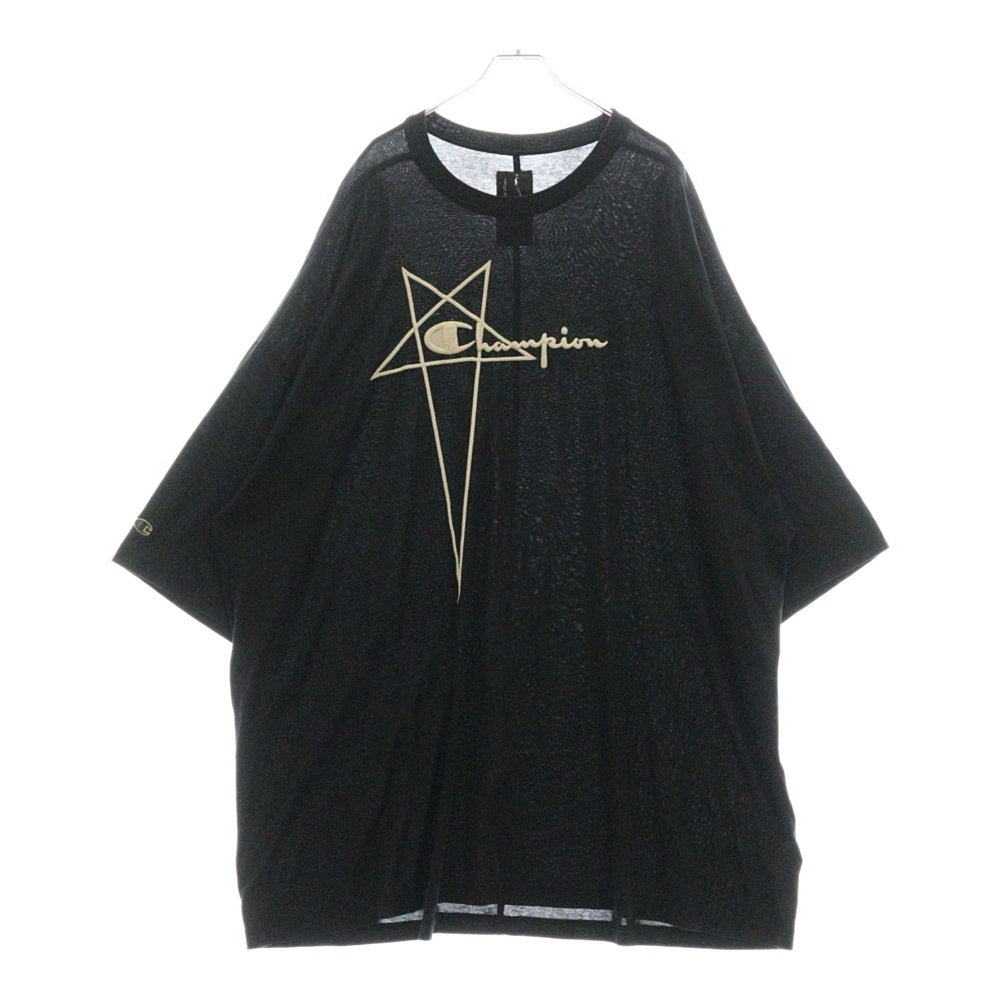 Rick Owens(リックオウエンス) 23SS ×Champion CM TOP チャンピオン 半袖Tシャツ カットソー ブラック CM02C9229-CHJEG