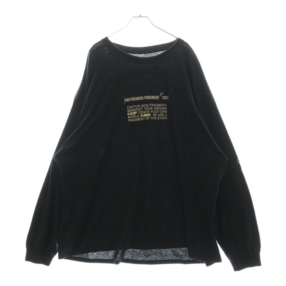 Cactus Jack(カクタスジャック) ×FRAGMENT TRAVIS SCOTT LOGO TEE フラグメント トラヴィススコット ロゴ 長袖Tシャツ カットソー ブラック