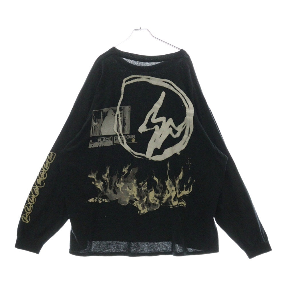 Cactus Jack(カクタスジャック) ×FRAGMENT TRAVIS SCOTT LOGO TEE フラグメント トラヴィススコット ロゴ 長袖Tシャツ カットソー ブラック