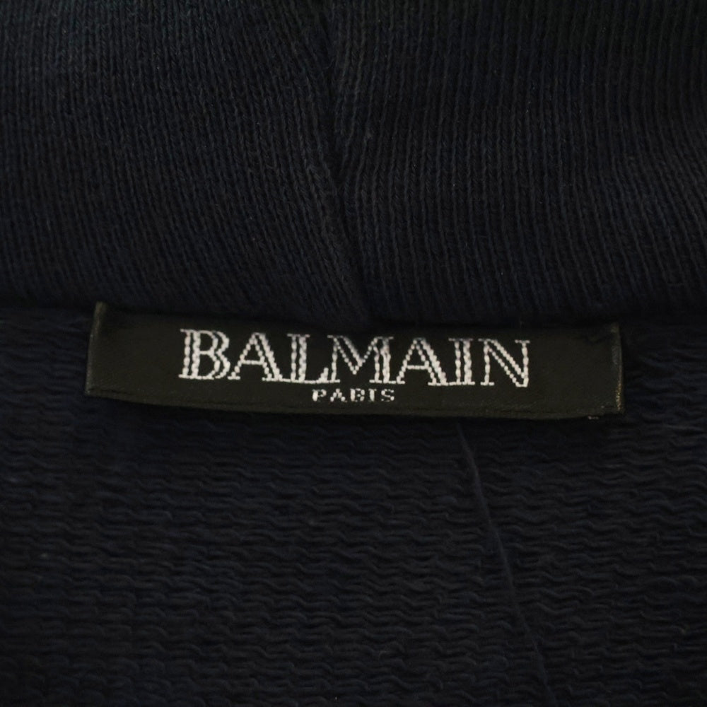 BALMAIN(バルマン) 18SS エンブレムサイドジップパーカー ロゴ刺繍ジップアップパーカー S8H6643J148B ネイビー