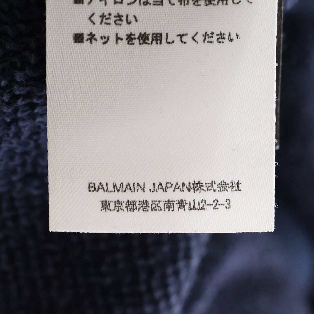 BALMAIN(バルマン) 18SS エンブレムサイドジップパーカー ロゴ刺繍ジップアップパーカー S8H6643J148B ネイビー