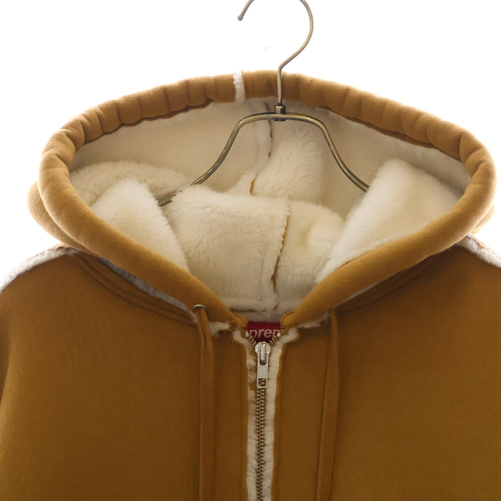 SUPREME(シュプリーム) 21AW Faux Shearling Hooded Jacket フェイク シアリング フーディージャケット ジップアップパーカー ベージュ
