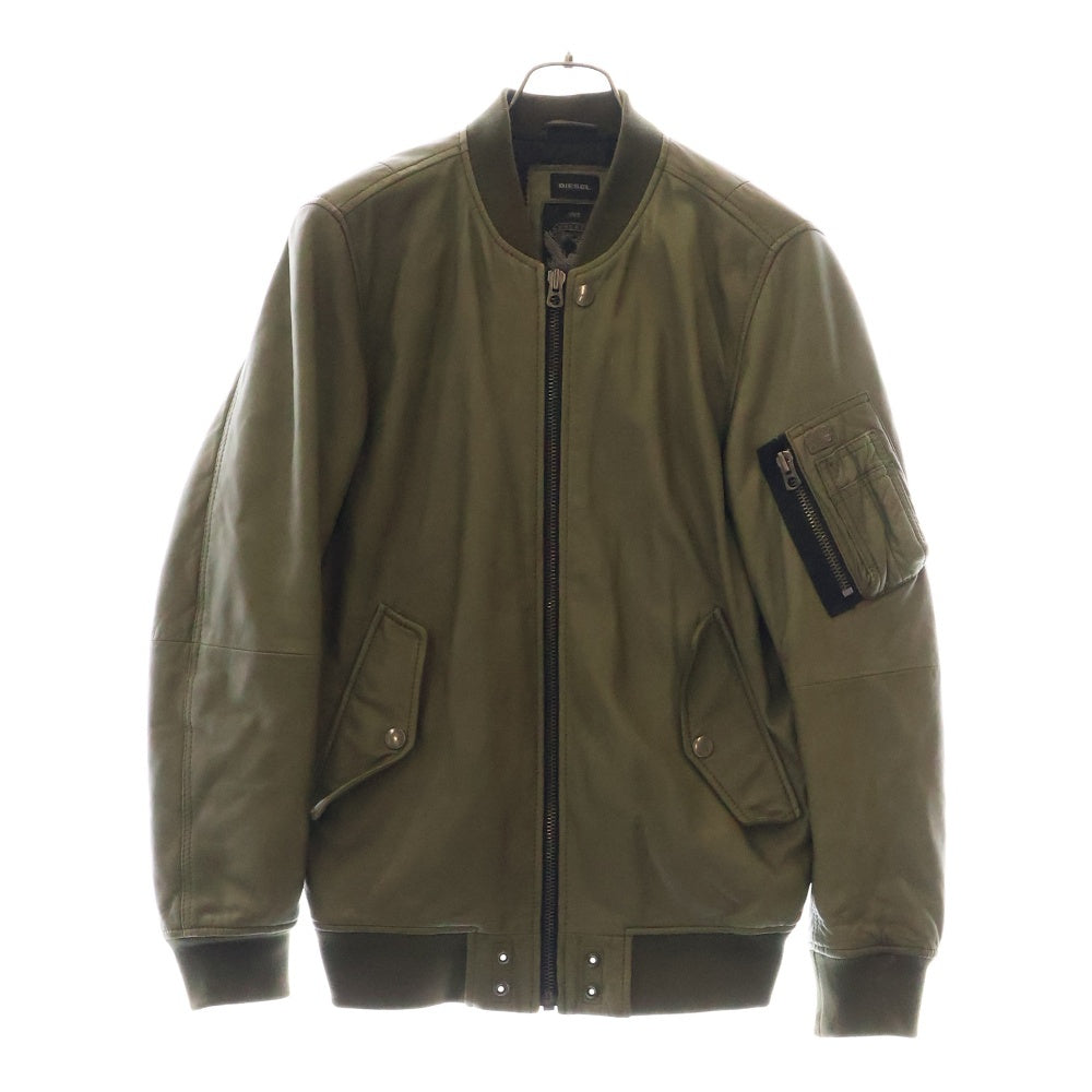 DIESEL(ディーゼル) Sheepskin Leather Jacket MA-1 シープスキン レザージャケット カーキ