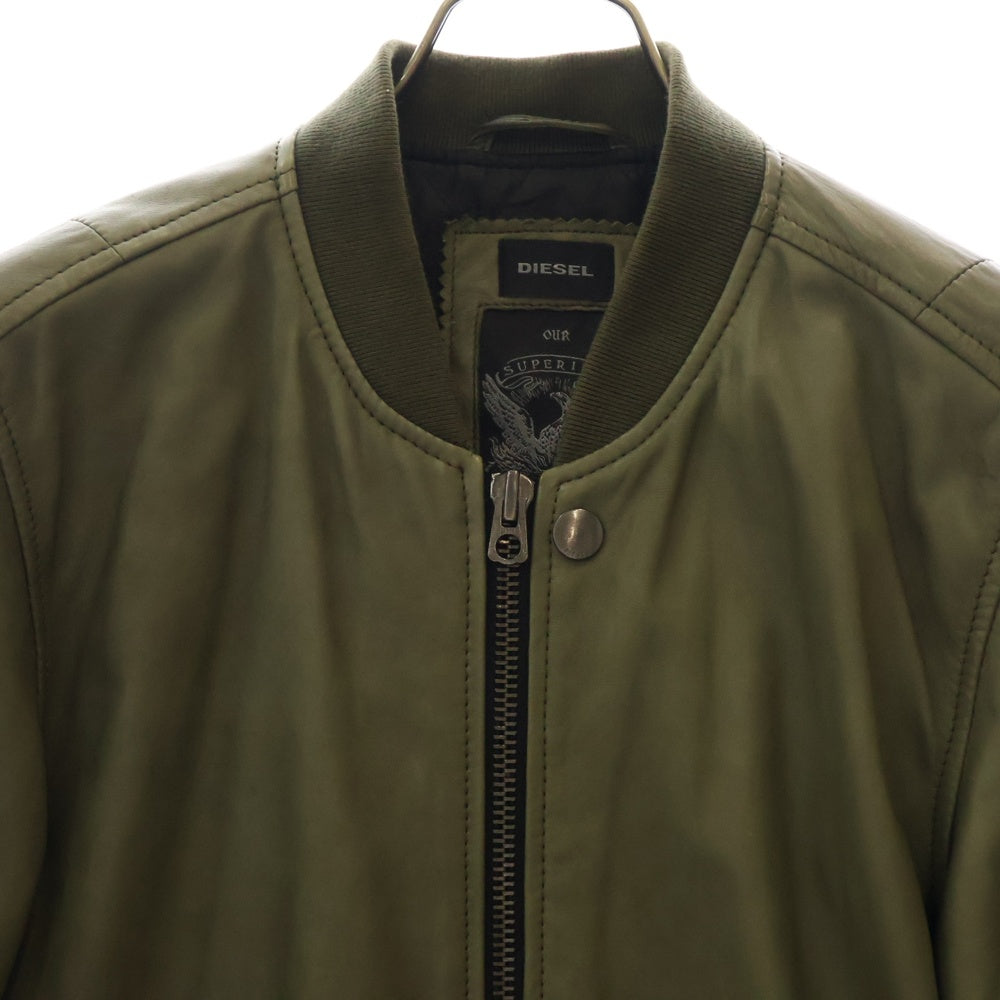 DIESEL(ディーゼル) Sheepskin Leather Jacket MA-1 シープスキン レザージャケット カーキ