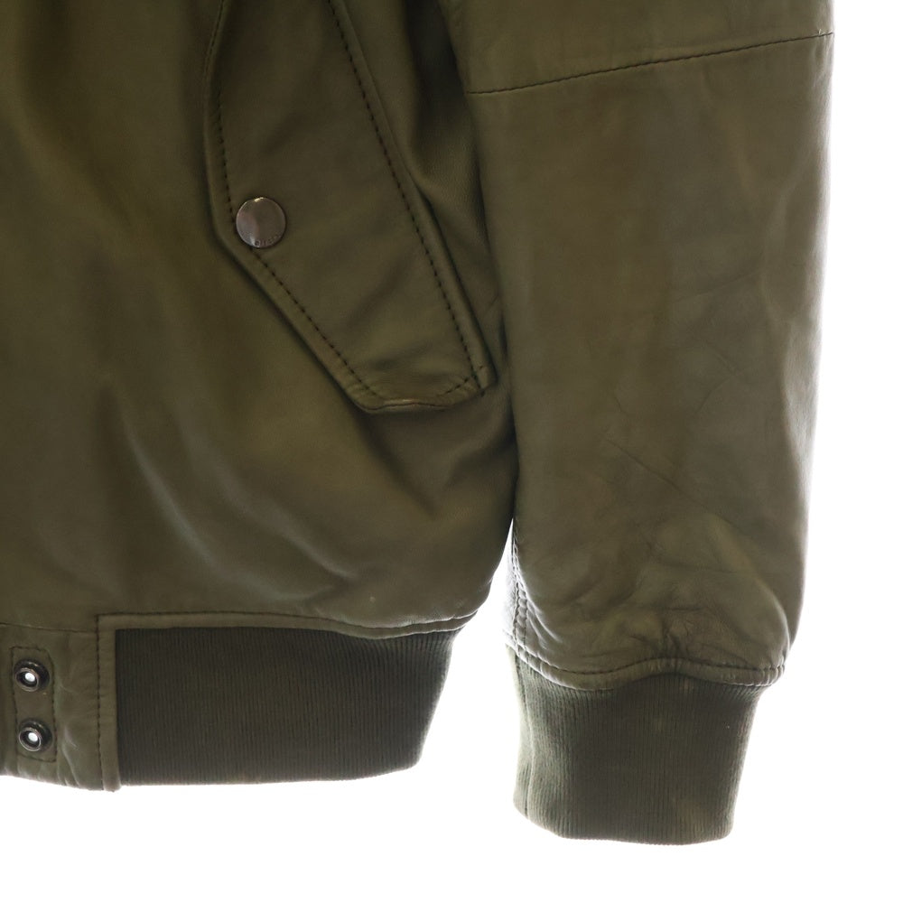 DIESEL(ディーゼル) Sheepskin Leather Jacket MA-1 シープスキン レザージャケット カーキ